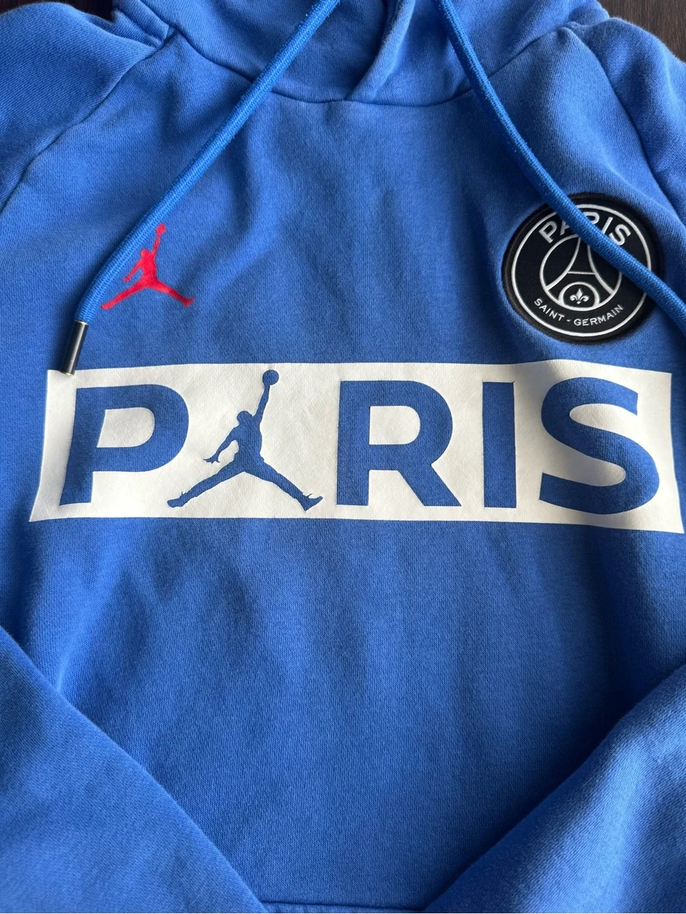 Jordan Paris Saint-Germain PSG Soccer Pullover Hoodie Blue/White Size S